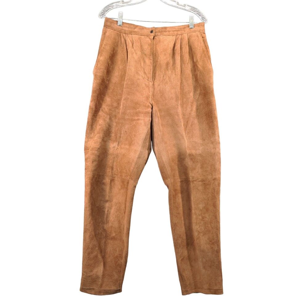 Maggie Lawrence Leather Pants Womens Size 14 Brown Nylon Lining
